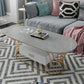 Glam Frame Single Coffee Table Oval Coffee Table with Drawer 39.5"L x 19.5"W x 18"H Grey Stone Clearhalo 'Coffee & Accent Tables' 'Coffee Tables' 'coffee_tables' 'furn' 'furn_coffee_tables' 'Furniture' 'Living Room Furniture' 6816323