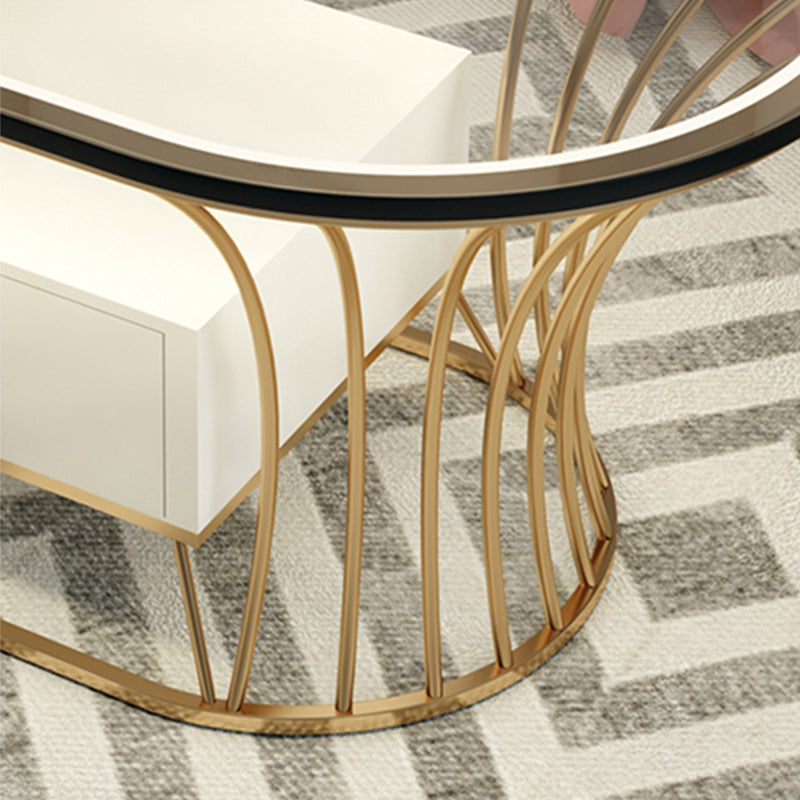 Glam Frame Single Coffee Table Oval Coffee Table with Drawer Clearhalo 'Coffee & Accent Tables' 'Coffee Tables' 'coffee_tables' 'furn' 'furn_coffee_tables' 'Furniture' 'Living Room Furniture' 6816327