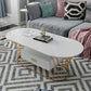 Glam Frame Single Coffee Table Oval Coffee Table with Drawer 39.5"L x 19.5"W x 18"H White Stone Clearhalo 'Coffee & Accent Tables' 'Coffee Tables' 'coffee_tables' 'furn' 'furn_coffee_tables' 'Furniture' 'Living Room Furniture' 6816328