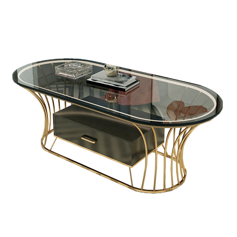 Glam Frame Single Coffee Table Oval Coffee Table with Drawer Clearhalo 'Coffee & Accent Tables' 'Coffee Tables' 'coffee_tables' 'furn' 'furn_coffee_tables' 'Furniture' 'Living Room Furniture' 6816337
