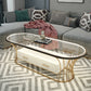 Glam Frame Single Coffee Table Oval Coffee Table with Drawer 47"L x 24"W x 18"H Clear Glass Clearhalo 'Coffee & Accent Tables' 'Coffee Tables' 'coffee_tables' 'furn' 'furn_coffee_tables' 'Furniture' 'Living Room Furniture' 6816338