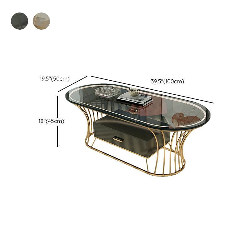 Glam Frame Single Coffee Table Oval Coffee Table with Drawer Clearhalo 'Coffee & Accent Tables' 'Coffee Tables' 'coffee_tables' 'furn' 'furn_coffee_tables' 'Furniture' 'Living Room Furniture' 6816341