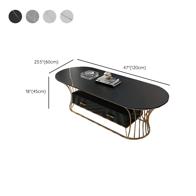 Glam Frame Single Coffee Table Oval Coffee Table with Drawer Clearhalo 'Coffee & Accent Tables' 'Coffee Tables' 'coffee_tables' 'furn' 'furn_coffee_tables' 'Furniture' 'Living Room Furniture' 6816344