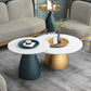 Slate Round Coffee Table Glam Pedestal No Distressing Coffee Table Set