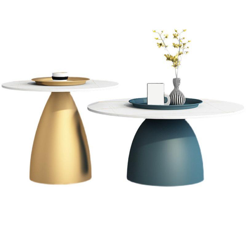 Slate Round Coffee Table Glam Pedestal No Distressing Coffee Table Set