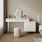 Tavolo da toeletta bianco in piedi set di vanità con tavolo da trucco e sgabello