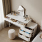 Tavolo da toeletta bianco in piedi set di vanità con tavolo da trucco e sgabello
