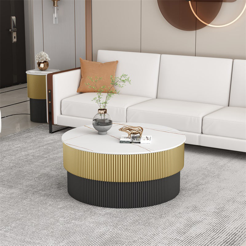 Piédestal glamour de table basse ronde en ardoise sans table basse simple pénible