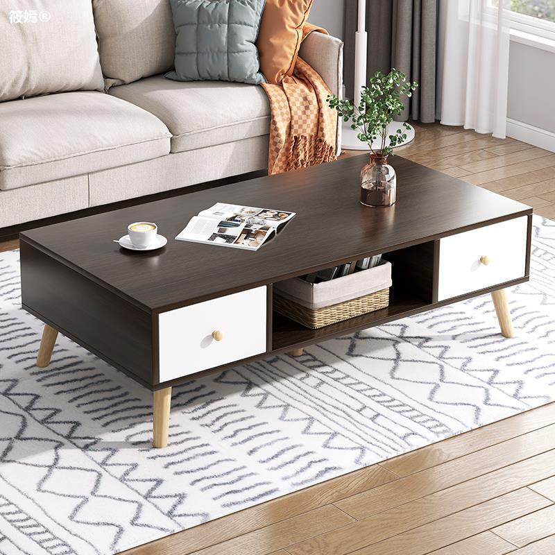 Rectangle Wood Coffee Table 4 Legs Single Coffee Table with Drawer Clearhalo 'Coffee & Accent Tables' 'Coffee Tables' 'coffee_tables' 'furn' 'furn_coffee_tables' 'Furniture' 'Living Room Furniture' 6816501
