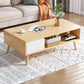 Rectangle Wood Coffee Table 4 Legs Single Coffee Table with Drawer 31.5"L x 16"W x 16.5"H Natural 2 Clearhalo 'Coffee & Accent Tables' 'Coffee Tables' 'coffee_tables' 'furn' 'furn_coffee_tables' 'Furniture' 'Living Room Furniture' 6816506