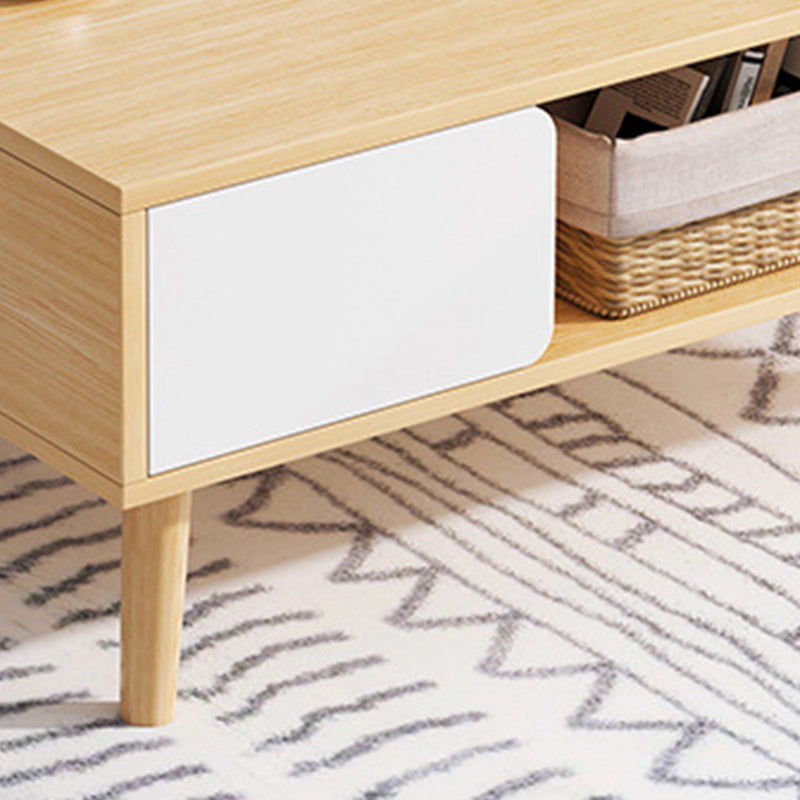 Rectangle Wood Coffee Table 4 Legs Single Coffee Table with Drawer Clearhalo 'Coffee & Accent Tables' 'Coffee Tables' 'coffee_tables' 'furn' 'furn_coffee_tables' 'Furniture' 'Living Room Furniture' 6816517