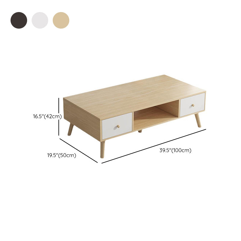 Rectangle Wood Coffee Table 4 Legs Single Coffee Table with Drawer Clearhalo 'Coffee & Accent Tables' 'Coffee Tables' 'coffee_tables' 'furn' 'furn_coffee_tables' 'Furniture' 'Living Room Furniture' 6816535
