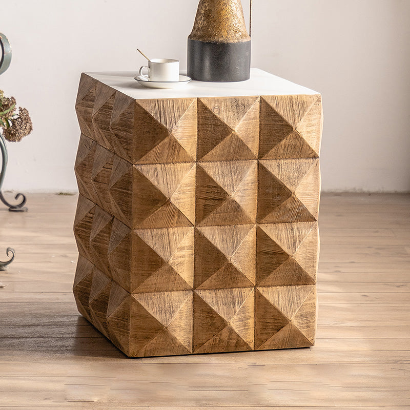 Rustieke geometrisch accent bijzettafel houten zijde uiteinde snacktafel