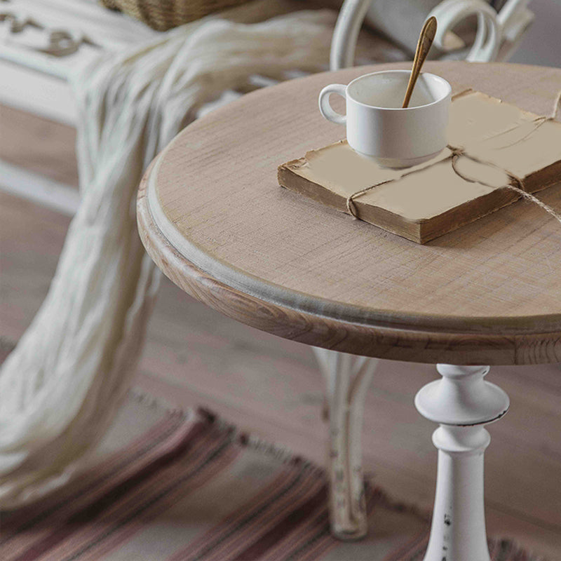 Tavolino accento di divano di divano in stile rustico in metallo e laterale in legno