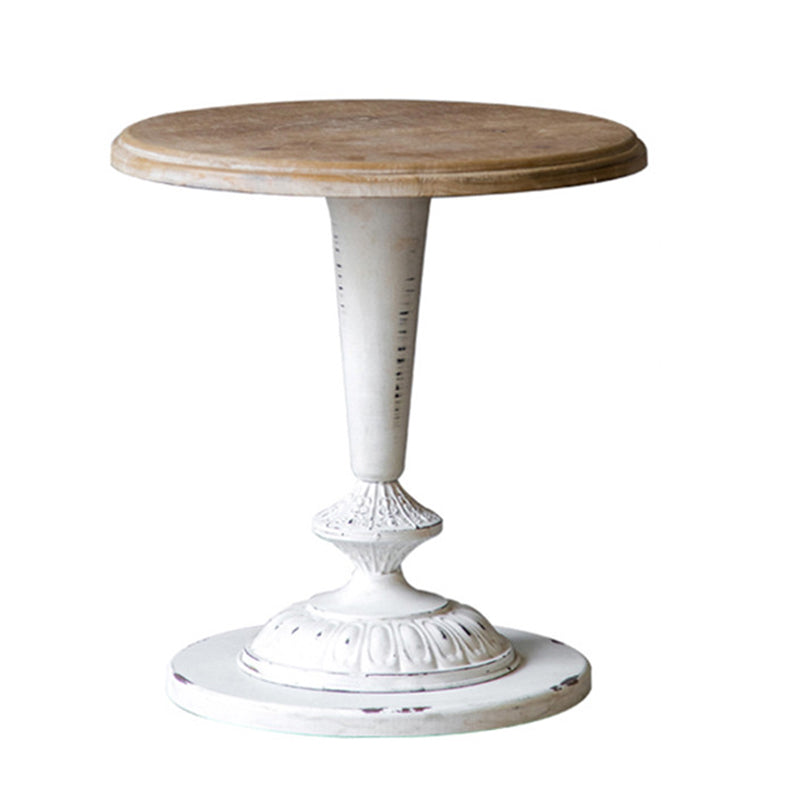 Tavolino accento di divano di divano in stile rustico in metallo e laterale in legno