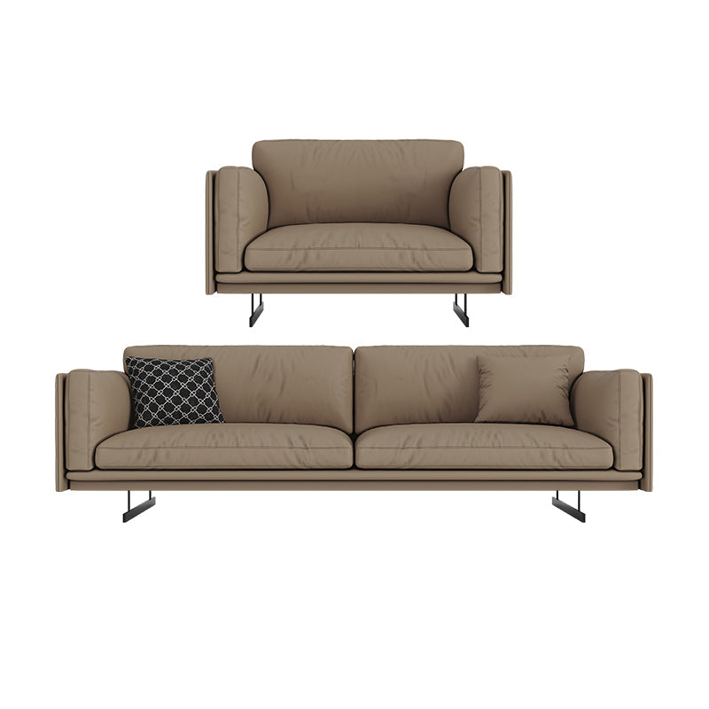 Mid Century Modern Sofa Gray Cushions Settee for Living Room 1-Seater Sofa with 3-Seater Sofa Clearhalo 'furn' 'furn_sofas' 'Furniture' 'Living Room Furniture' 'Sofa' 'sofas' 6816668