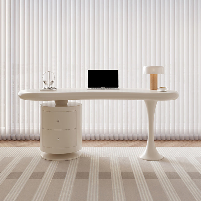 Unregelmäßiger hölzerner Büroschreibtisch weißer Schreibtisch mit 2-Schreibmaßen