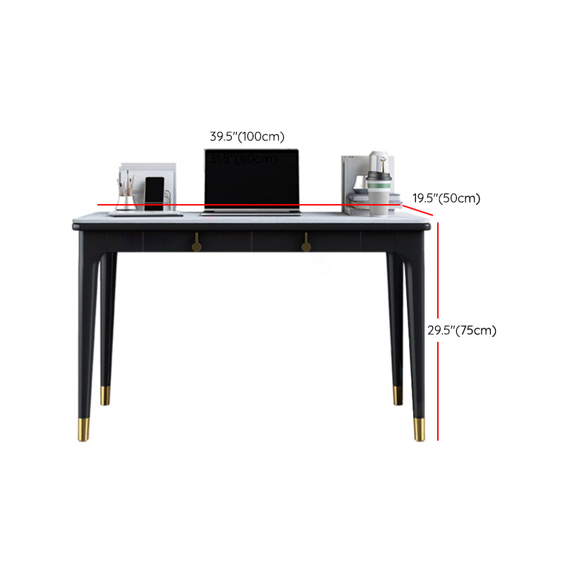 Glam Stone Office Desk Rectangular Black Writing Desk for Office Clearhalo 'furn' 'furn_office_desk' 'Furniture' 'Office Desks' 'Office Furniture' 'office_desk' 6817483