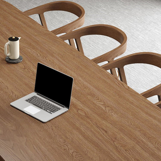 Scrivania di scrittura in legno solido industriale scrivania ovale con gambe per ufficio