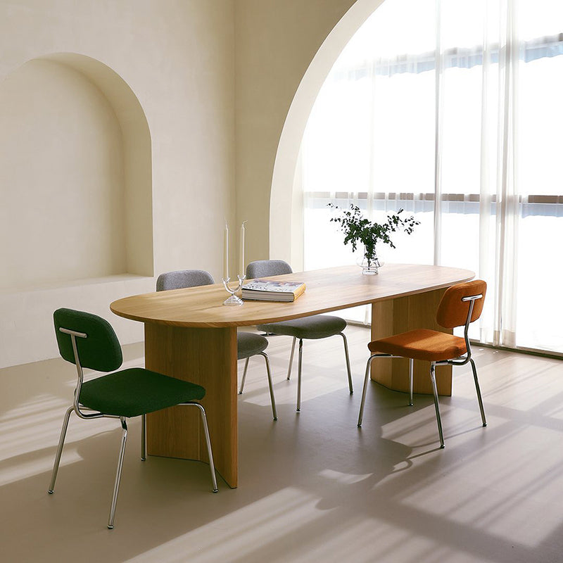 Oval Shaped Wood Office Desk Natural Color Writing Desk for Home 98.4"L x 39.4"W x 29.5"H Clearhalo 'furn' 'furn_office_desk' 'Furniture' 'Office Desks' 'Office Furniture' 'office_desk' 6817513