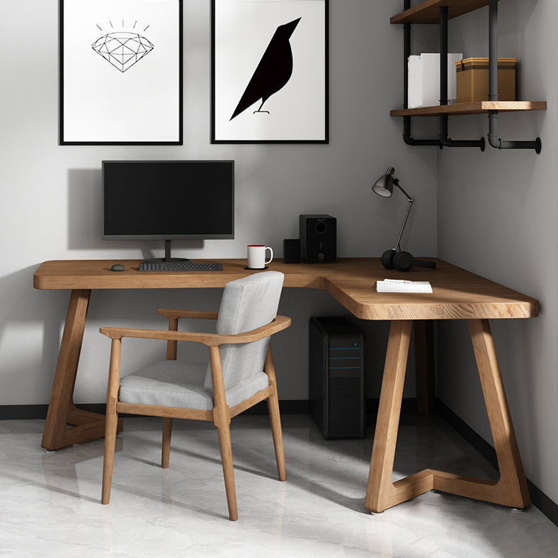 Contemporary Pine Writing Desk L-Shape Office Desk for Office 55.1"L x 39.4"W x 29.5"H Right Hand Return Clearhalo 'furn' 'furn_office_desk' 'Furniture' 'Office Desks' 'Office Furniture' 'office_desk' 6817911