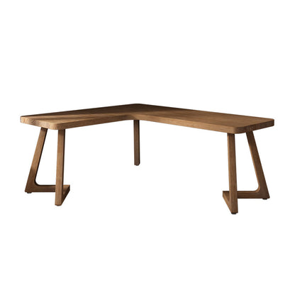 Contemporary Pine Writing Desk L-Shape Office Desk for Office Left Hand Return