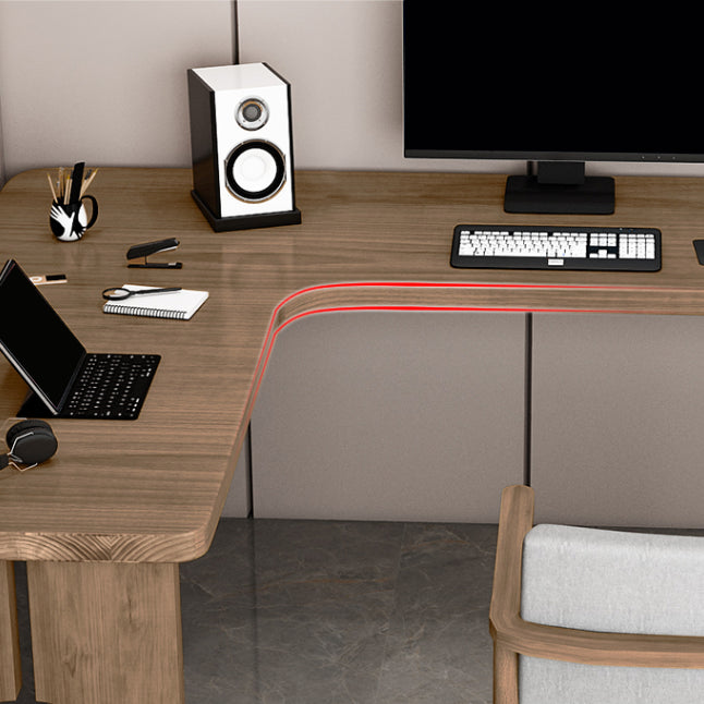 Zeitgenössischer Massivholz-Büroschreibtisch L-Form Schreibschalter für Büro