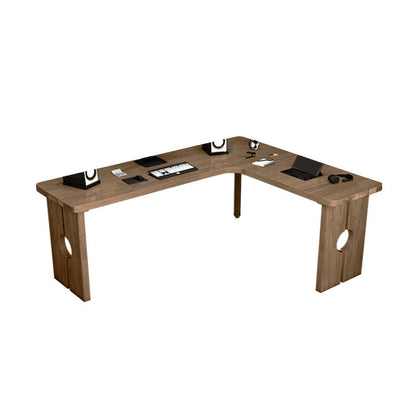 Zeitgenössischer Massivholz-Büroschreibtisch L-Form Schreibschalter für Büro