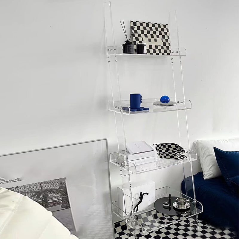 Ladder Open Back Bookshelf Acrylic Shelves Included Bookcase