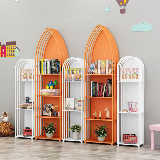 Standard Metal Bookshelf Contemporary Closed Back Bookcase with Shelves