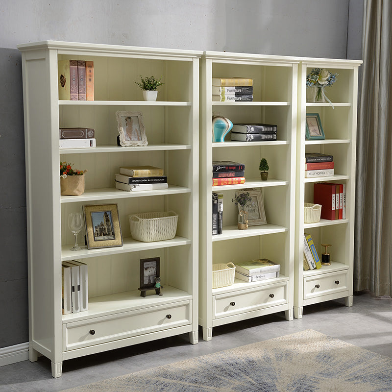 Modern Style Closed Back Bookcase Standard Wooden Bookshelf  in White