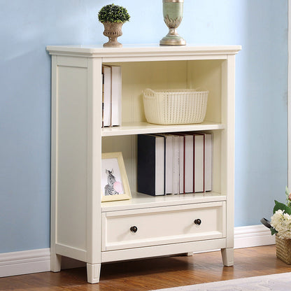 Modern Style Closed Back Bookcase Standard Wooden Bookshelf  in White
