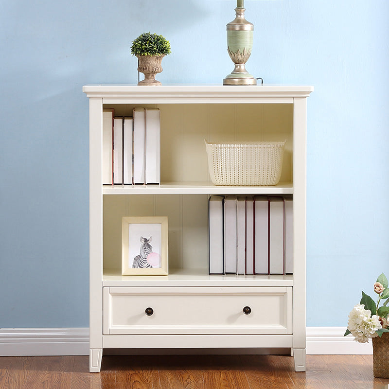 Modern Style Closed Back Bookcase Standard Wooden Bookshelf  in White