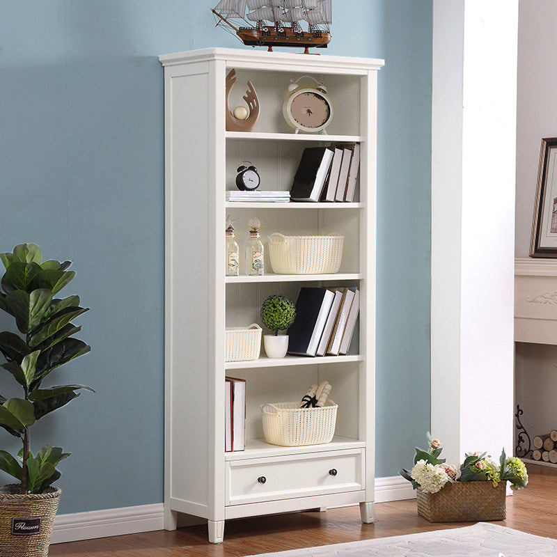 Modern Style Closed Back Bookcase Standard Wooden Bookshelf  in White