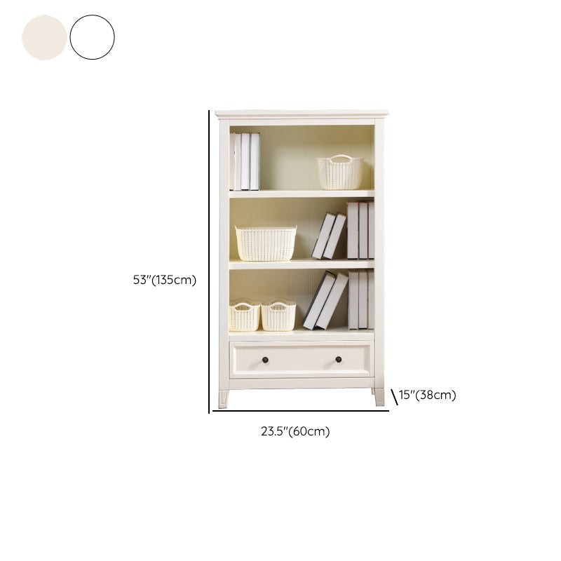 Modern Style Closed Back Bookcase Standard Wooden Bookshelf  in White