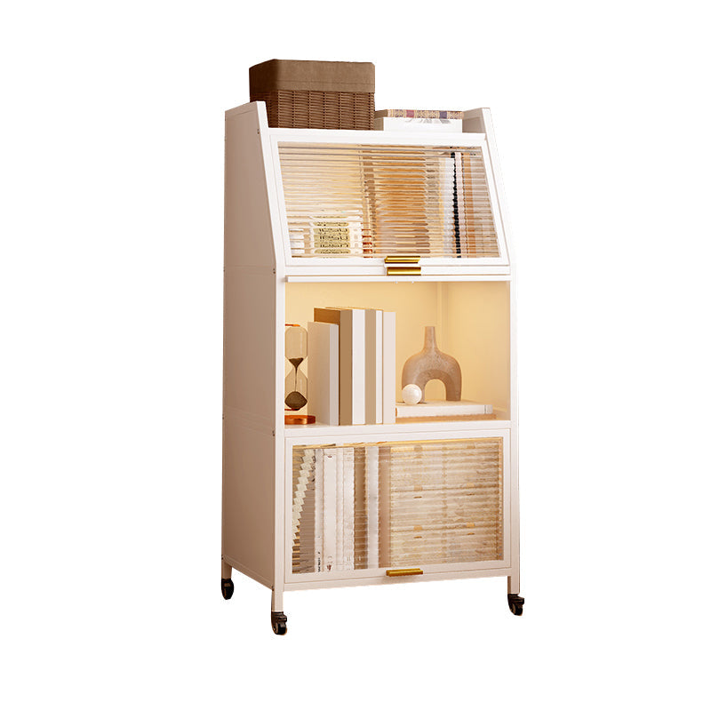 Metal Closed Back Standard Bookshelf Shelves Included Bookcase 15.7"L x 13.8"W x 45.3"H White Clearhalo 'Bookcases' 'furn' 'furn_bookcases' 'Furniture' 'Office Furniture' 6821427