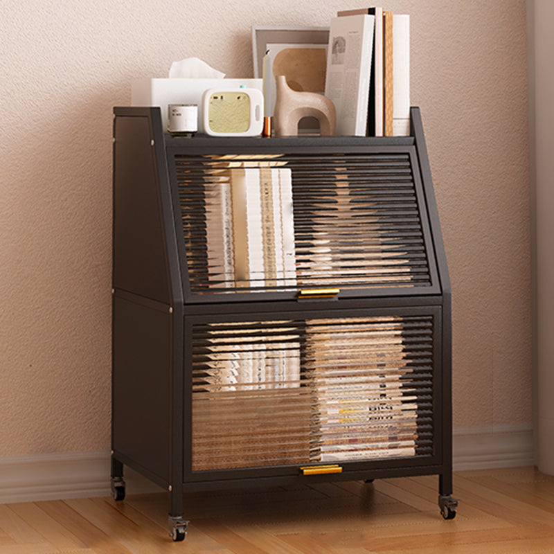 Metal Closed Back Standard Bookshelf Shelves Included Bookcase 16"L x 14"W x 32"H Black Clearhalo 'Bookcases' 'furn' 'furn_bookcases' 'Furniture' 'Office Furniture' 6821443