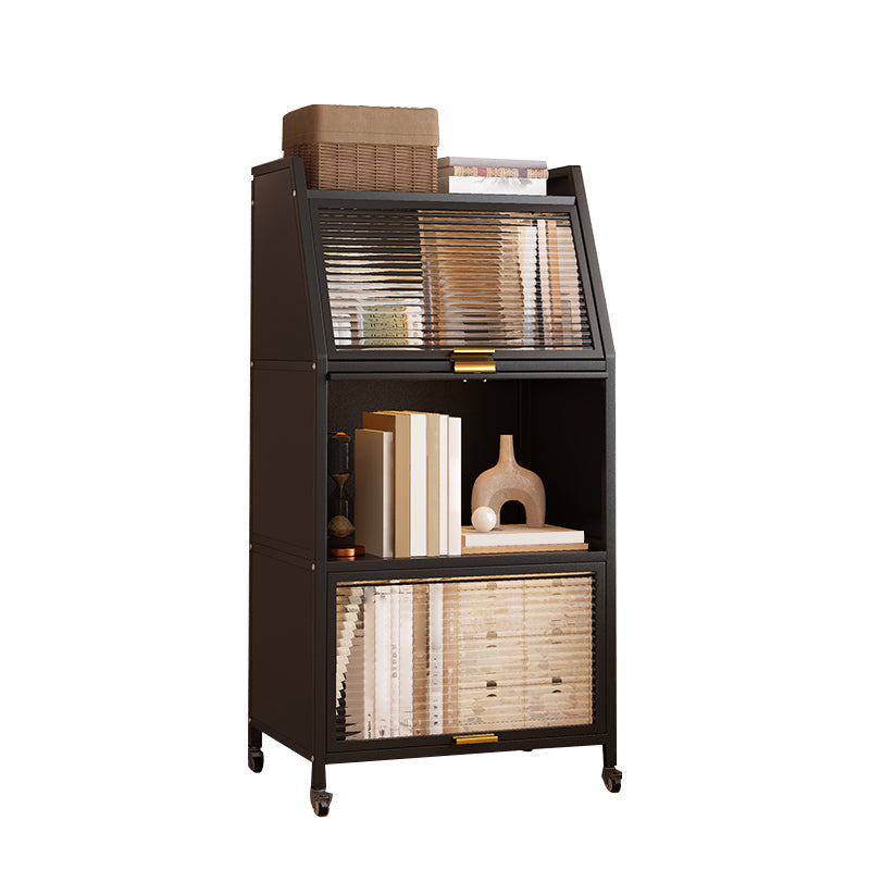Metal Closed Back Standard Bookshelf Shelves Included Bookcase 15.7"L x 13.8"W x 45.3"H Black Clearhalo 'Bookcases' 'furn' 'furn_bookcases' 'Furniture' 'Office Furniture' 6821444