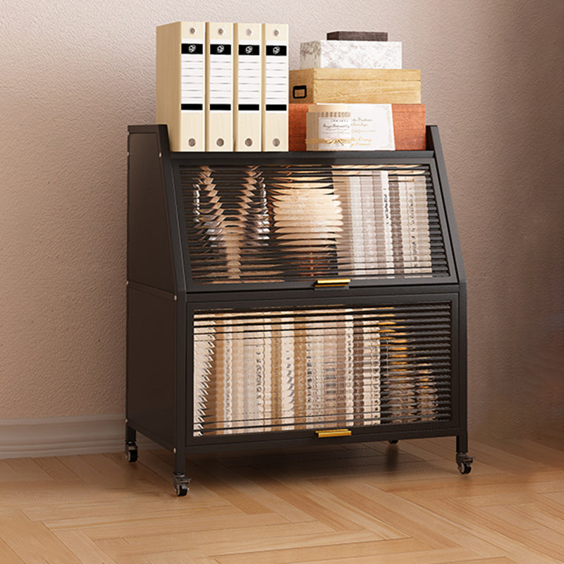 Metal Closed Back Standard Bookshelf Shelves Included Bookcase 24"L x 14"W x 32"H Black Clearhalo 'Bookcases' 'furn' 'furn_bookcases' 'Furniture' 'Office Furniture' 6821446