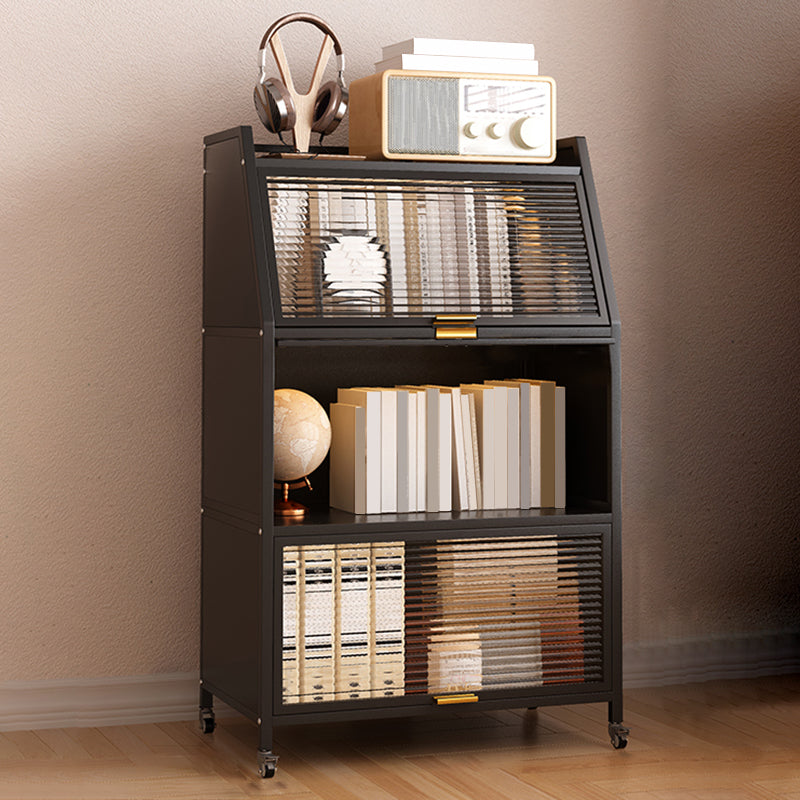 Metal Closed Back Standard Bookshelf Shelves Included Bookcase 24"L x 14"W x 45"H Black Clearhalo 'Bookcases' 'furn' 'furn_bookcases' 'Furniture' 'Office Furniture' 6821447
