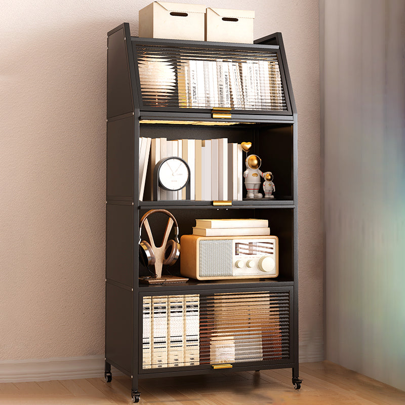 Metal Closed Back Standard Bookshelf Shelves Included Bookcase 23.6"L x 13.8"W x 57.9"H Black Clearhalo 'Bookcases' 'furn' 'furn_bookcases' 'Furniture' 'Office Furniture' 6821448