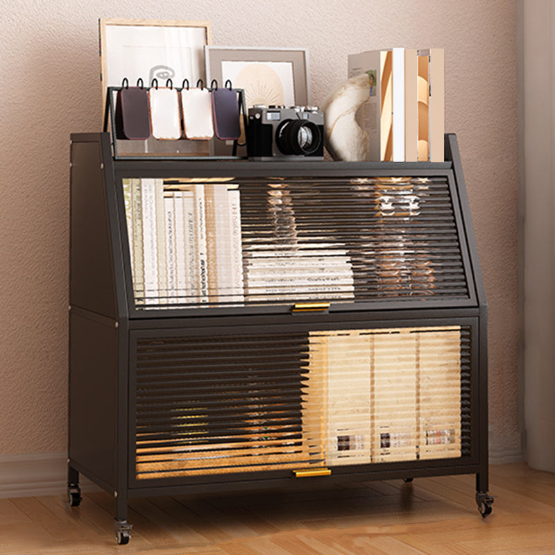 Metal Closed Back Standard Bookshelf Shelves Included Bookcase 31"L x 14"W x 32"H Black Clearhalo 'Bookcases' 'furn' 'furn_bookcases' 'Furniture' 'Office Furniture' 6821449