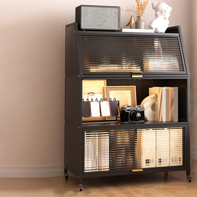 Metal Closed Back Standard Bookshelf Shelves Included Bookcase 31.5"L x 13.8"W x 45.3"H Black Clearhalo 'Bookcases' 'furn' 'furn_bookcases' 'Furniture' 'Office Furniture' 6821450