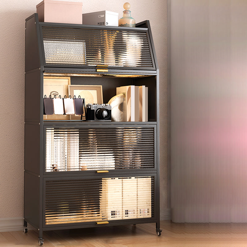 Metal Closed Back Standard Bookshelf Shelves Included Bookcase 31"L x 14"W x 58"H Black Clearhalo 'Bookcases' 'furn' 'furn_bookcases' 'Furniture' 'Office Furniture' 6821451