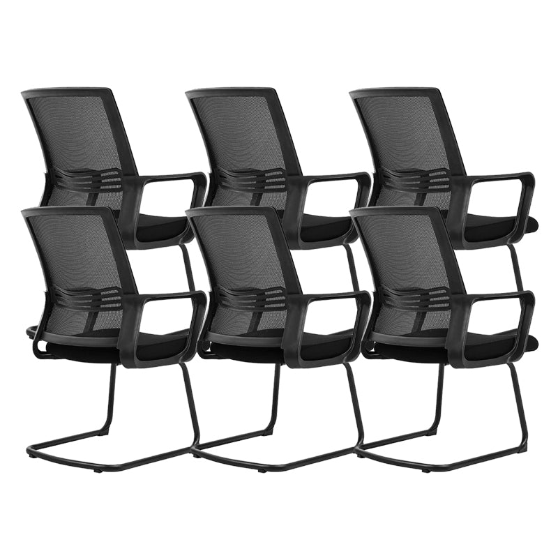 Chaise de conférence contemporaine à dossier en maille, chaise de travail à bras fixes pour le bureau