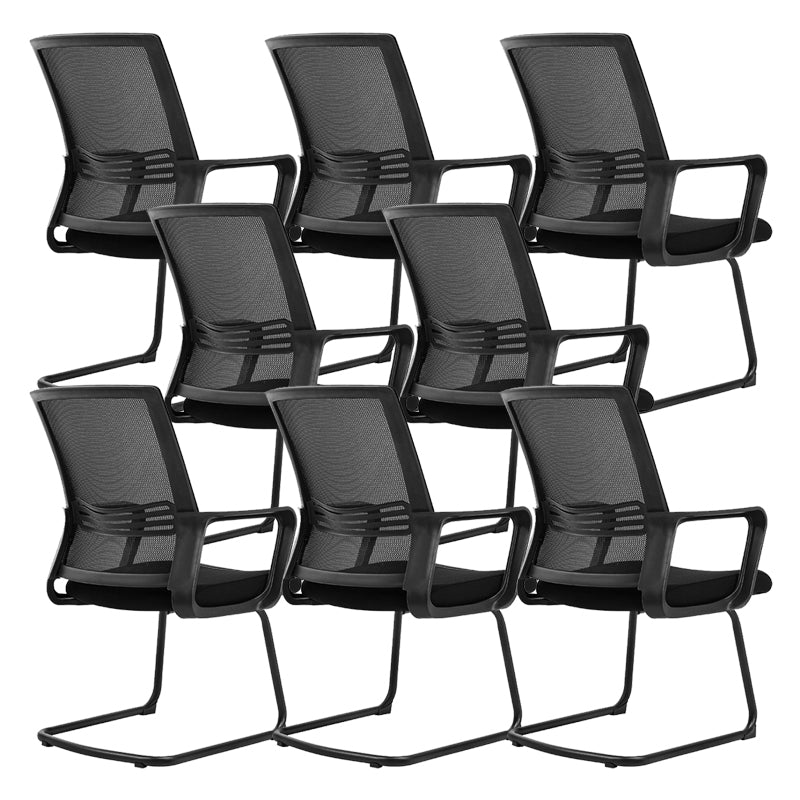 Chaise de conférence contemporaine à dossier en maille, chaise de travail à bras fixes pour le bureau