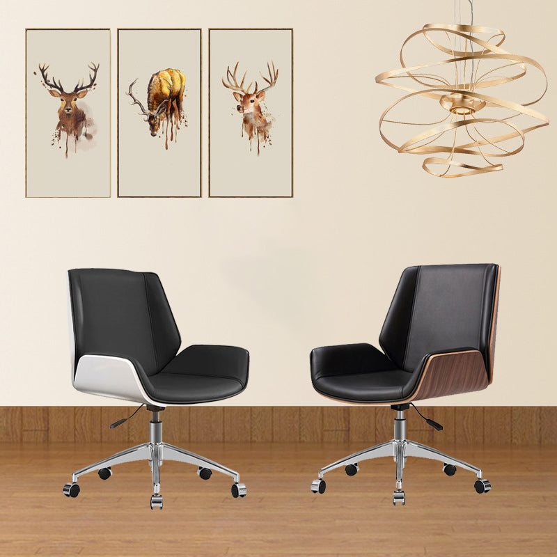 Armloze bureau stoel modern geen pijnlijke lederen bureaustoel met wielen