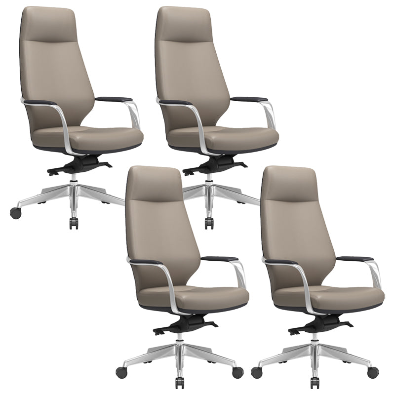 Fixed Arms Desk Chair Modern No Distressing Leather Ergonomic Office Chair