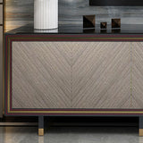 Glass TV Stand Console Enclosed Storage TV Console with 3 Drawers Clearhalo 'furn' 'furn_tv_stands_entertainment_centers' 'Furniture' 'Living Room Furniture' 'TV Stands & Entertainment Centers' 'TV Stands & Media Storage Furniture' 'tv_stands_entertainment_centers' 6822176