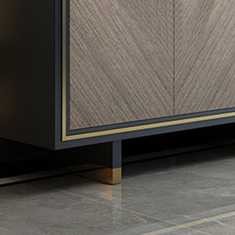 Glass TV Stand Console Enclosed Storage TV Console with 3 Drawers Clearhalo 'furn' 'furn_tv_stands_entertainment_centers' 'Furniture' 'Living Room Furniture' 'TV Stands & Entertainment Centers' 'TV Stands & Media Storage Furniture' 'tv_stands_entertainment_centers' 6822177
